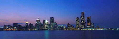 Walls 360 Peel & Stick City Skyline Wall Mural: Detroit Night Skyline (84 in x 28 in)