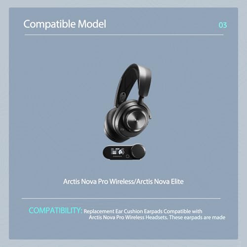 Almohadillas de repuesto de tela de malla para auriculares Arctis Nova Pro Wireless/Arctis Nova Elite (No compatibles con otros modelos), almohadillas con grosor añadido alto (Negro) miniatura 4
