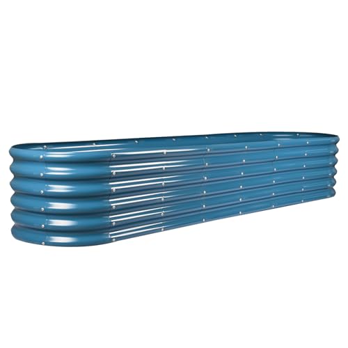 Land Guard 8×2×1.5ft Galvanized Raised Garden Bed Kit, Raised Garden Boxes Outdoor, Oval Metal Raised Garden Beds for Vegetables, Blue by Land Guard - Used condition - US$71.36