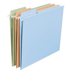 Smead FasTab Hanging File Folder, 1/3-Cut Built-in Tab, Letter Size, Assorted Pastel Colors, 18 per Box (64054)