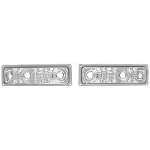 For Chevy/GMC C/K 2010 Truck 1994-2002 Parking Signal Light Diamond Design Black Bezel Pair Driver and Passenger Side GM2522113
