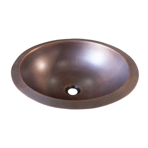 CT Copper Tailor 17' Round Copper Bathroom Sink,Round,Undermount or Drop-In,16 Gauge Thick Hand-made with Pop-Up Drain Stopper