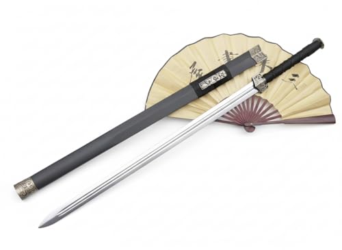 LOONGSWORD Chinese Sword/Han jian/Medium Carbon Steel Blade/Solid Wood Scabbard/Alloy Fittings