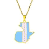 LUTAKU Collana con ciondolo a forma di mappa del Guatemala e bandiera del Guatemala, unisex, in acciaio inox, accessorio per gioielli con mappa del Guatemala, Acciaio inossidabile
