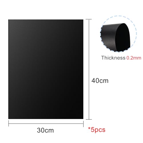Foto von Nutabevr 5er Set 40x30cm BBQ Grillmatte, Antihaft Grillmatten, Grillzubehör, Backmatte Backpapier Wiederverwendbar, Hitzebeständig zuschneidbar, Dauerbackfolie für Gasgrill, Gas, Holzkohle, Backofen
