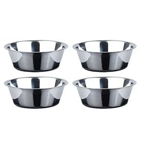 PEGGY11 Deep Stainless Steel Anti-Slip Dog Bowls, Set of 4, Each Holds Up to 16 Cups