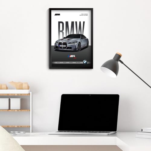 Image of BMW M4 Poster | Framed A4 Sized (31 x 23 cm) | Car Posters for Wall, Gift for Boys | Supercar Frames | BMW Poster M4 Sportscar Frame | Car Posters for Wall, Bedroom, Hostel, Study Room (F 001)