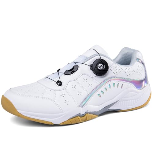 sekiueo Zapatillas De Bádminton para Hombre Ligeras Antideslizantes para Cancha Cubierta Squash Tenis Y Voleibol,Gris,44 EU