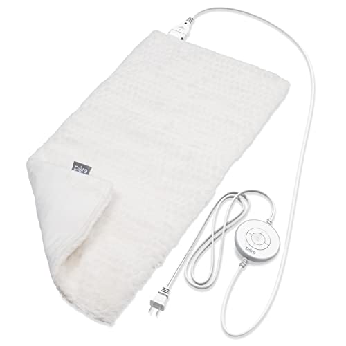 Pure Enrichment® PureRadiance™ Luxury Heating Pad for Cramps, Back, Neck, & Shoulder Pain Relief, Modern Design, Soft Faux Fur & Micromink, 6 Heat Settings, Machine Washable, 12” x 24”(Cloud)