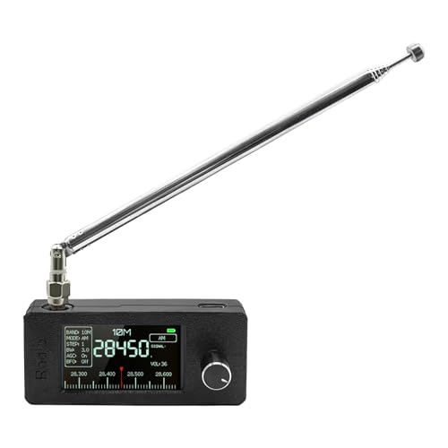 Handheld SI4732 Pocket Pocket Radio, 800MAh Battery Operated Radio, Mini Portable Shortwave Radio Receiver, Full-band Broadcasting, LSB USB AM FM Mode, Receive 9.9K-108Mhz(Black-Pull Rod)