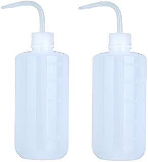 2 PCS 500ML 17.6OZ Plastic White Translucent Squeeze Wash Bottles with Graduated Measuring