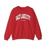 CUSTOMI Salt Lake City Utah Adult Unisex Crewneck Sweatshirt, Red, L