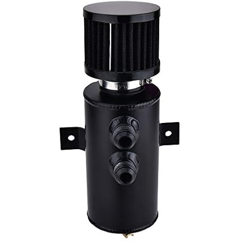 ESPEEDER Universal 10AN Aluminum Baffled Oil Catch Can Brushed Reservoir Tank with Breather Filter 750ml Black Cover
