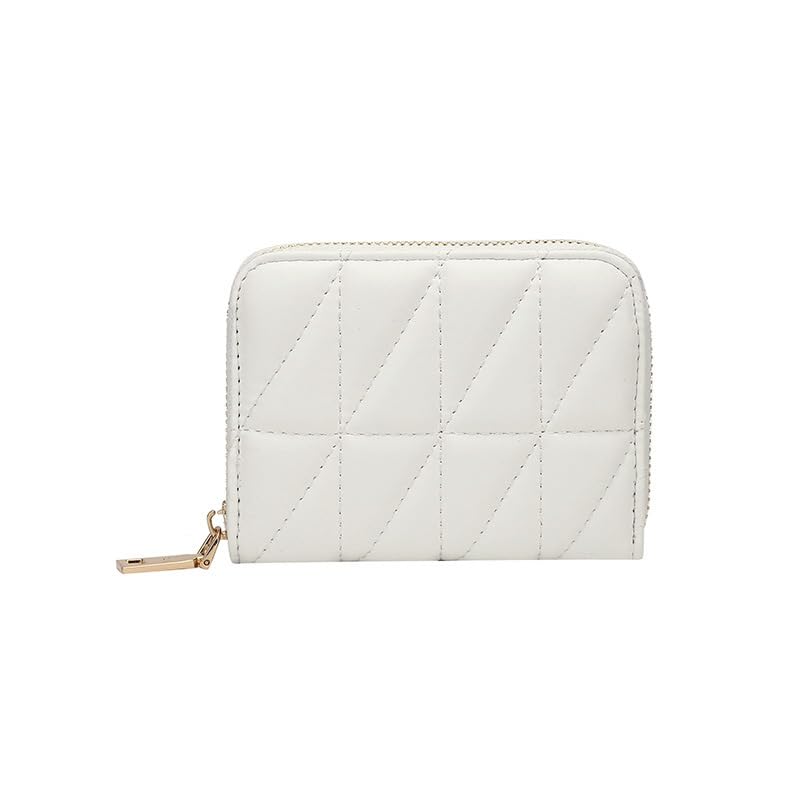 Women's Card Holder Embroidery Thread Coin Purse Short Wallet Zipper(White)…-image-26