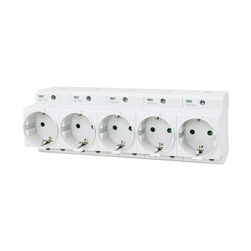 RSE Einbausteckdose 230V/16A Steckdosen für Hutschiene Zählerschrank Verteilereinbau 5 Stück
