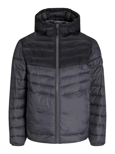 JACK & JONES Jjesprint Puffer Hood Noos Chaqueta amortiguadora, Asphalt/Detail:Black Blocking, XL para Hombre