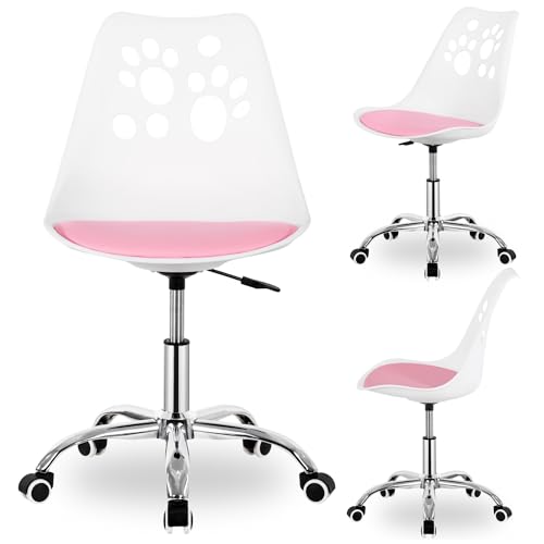 SPRINGOS Sedia da scrivania per bambini, colore bianco e rosa, regolabile in altezza a partire dai 6 anni + sedia...