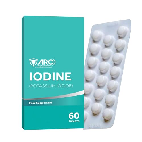Iodine Supplement Tablets 400mcg High Strength Potassium Iodide - Non-GMO & Gluten-Free Iodine Supplement - Trace Mineral - UK Made (60)