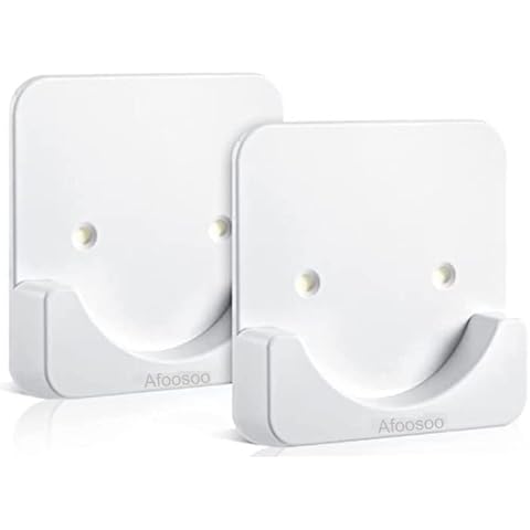 ShowerCurtain Rod Holder Wall Mount -Afoosoo Bathroom Tension Pole Retainer Brackets ,Adhesive Rod Mount Retainer, Stainless Steel Screws for Drilling Installation (white) Cover