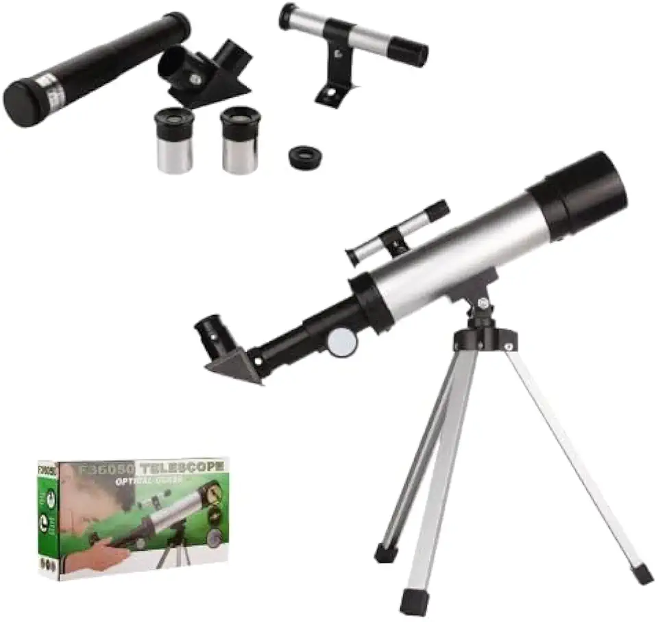 Telescópio Astronômico F36050 Profissional Portátil com Tripé e Acessórios, Kit Completo para Observação