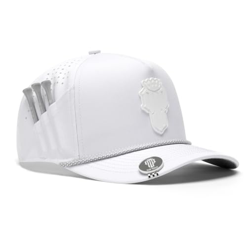 Image of Men's Golf Hat with Tee Holder & Magnetic Ball Marker | Breathable Performance Golfing Hat for Men | Water-Resistant Rope Golf Cap | Moisture-Wicking Snapback Golfing Hats