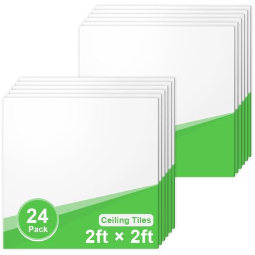 LooYee 24 PCS White Ceiling Tiles