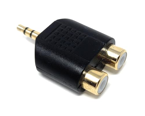 DRUT 1pcs. 3.5mm Stereo Jack Plug to Twin RCA Phono Mono Splitter or Combiner Audio Adapter Gold Black