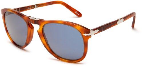 Persol PO0714SM Steve McQueen - Gafas de sol estilo aviador, Havana clara/azul, 54 mm