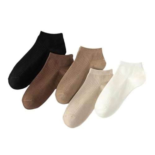 5 Pairs of Men's Ankle Socks, Thin Breathable Cotton Socks, Solid Color Casual Socks, Business Socks