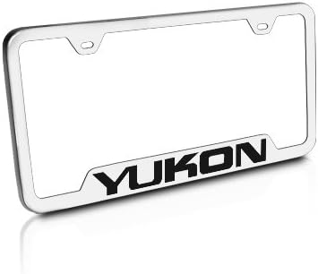 Au-Tomotive Gold, INC. GMC Yukon Brushed Steel Auto License Plate Frame