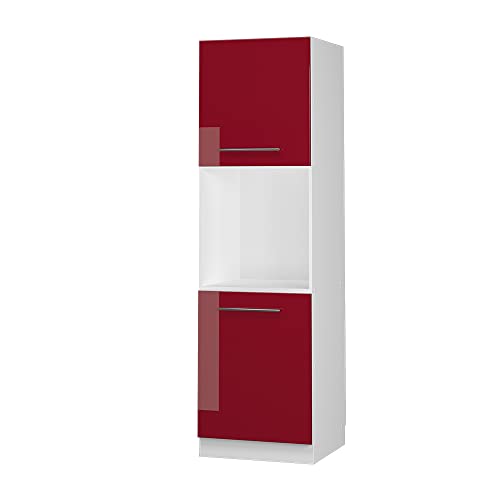 Vicco Herdumbauschrank Fame-Line, Bordeaux Hochglanz, 60 cm mit offenem Regal, zur Kombination mit weiteren Modulen der Fame-Line Serie