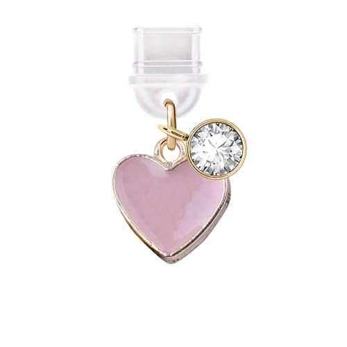 Enchufe antipolvo Tipo-C ELISE & FONDA TP253 con colgante de corazón rosa para móvil Android