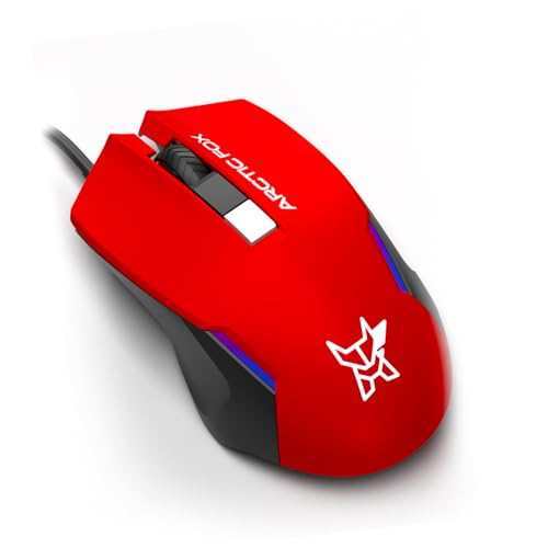 Image of Arctic Fox Wired USB Gaming Mouse with Breathing Lights and DPI Upto 3600 (Crimson Red)