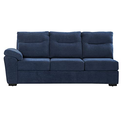 Image of Wakefit Sofa Set | 3 Year Warranty | Sofa 3 Seater, 3 Seater Sofa for Living Room, Wooden Sofa Set, Sofa Set 3 Seater + Right Aligned - Lounger(Malphino : Cobalt Blue)
