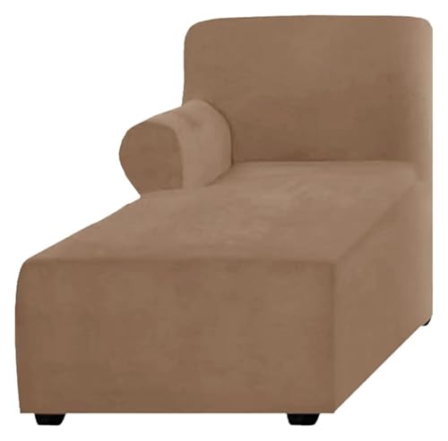 QRLKJHGFA Fundas universales para sofás, Funda de Terciopelo for Chaise Lounge for sofá reclinable, Lavable a máquina, Multicolor, Izquierda/Derecha(Camel,Left Chaise Lounge)