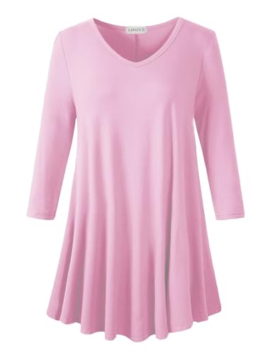 Image of LARACE Tunics 3 /4 Sleeve Plus Size Tops for Women V Neck Loose Fit Flowy Clothing for Leggings
