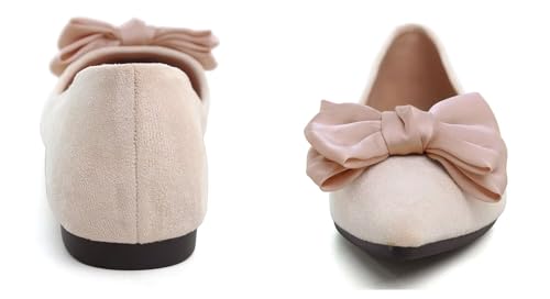 Image of SAILING LU Women's Pointed Toe Ballet Flats Bow Satin Dress Shoes for Women Dressy Comfortable Slip-On Loafers Ballerina Walking Flats