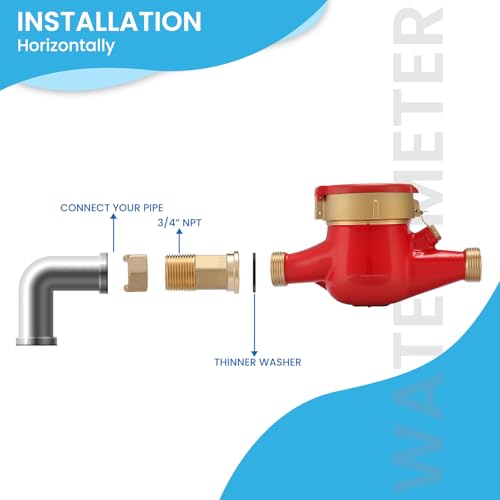 MEASUREMAN 3/4" Non-Pulsed Multi-Jet Gallon Water Meter, Heavy-Duty Brass, 20mm Flow, for Hot and Cold Water, Industrial & Residential Use by MEASUREMAN - Image 4