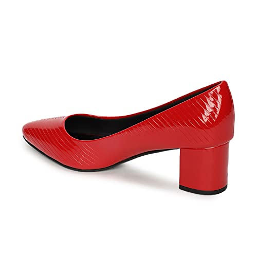 Image of Marc Loire Women's Self Design Comfortable Slip-on Casual Pointed Toe Block Pumps Heels