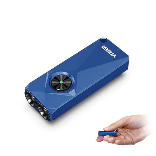 VTIGER K1 Schlüsselanhänger Taschenlampen, 800 Lumen tragbares flaches Licht, Wiederaufladbare Mini Taschenlampe mit Clip, Kompakte LED Lampe mit Magnet für den täglichen Gebrauch, Camping, Notfall