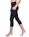 BALEAF Women's Capri Leggings High Waisted Yoga Pants Stretch 3/4 Workout Exercise Capris with Pockets Black Size L