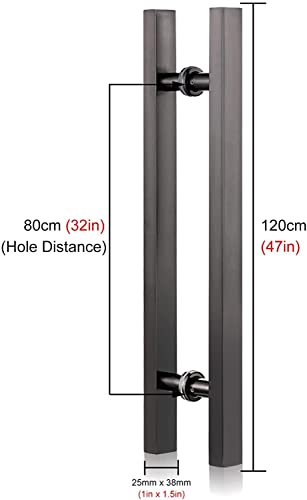 Poignée de porte avec outils d'installation(Matte Black,120cm/47in)