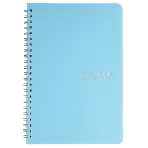 Bleu A5 Agenda hebdomadaire non daté Format Planificateur à Anneaux avec Liste de Tâches, Grand Espace de Notes, 52 Feuilles, Couverture Rigide