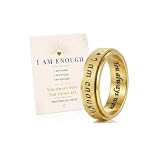EZSONA Juguetes para la ansiedad para adultos, anillo giratorio para la ansiedad para mujer, anillos inspiradores de acero inoxidable para aliviar el estrés, joyería motivacional 'I Am Enough' con