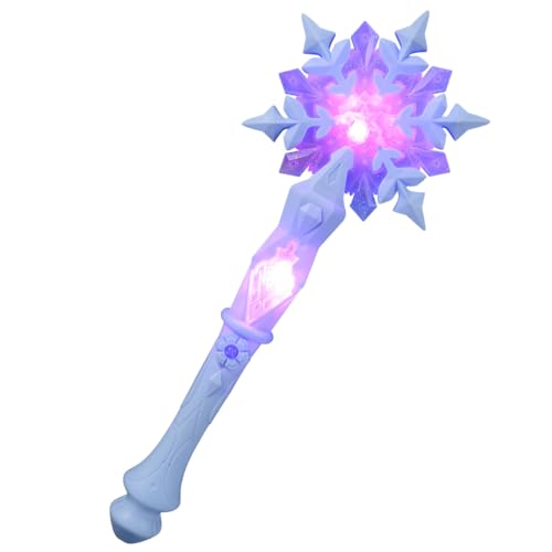 MAGICLULU Light up Snowflake Wand, 1PC Sky-Blue Princess Scepter for Kids, Luminous LED Costume Accessory with Music, Toy Staff for Girls Christmas Halloween Birthday Part(Without Batteries) 12.6 in