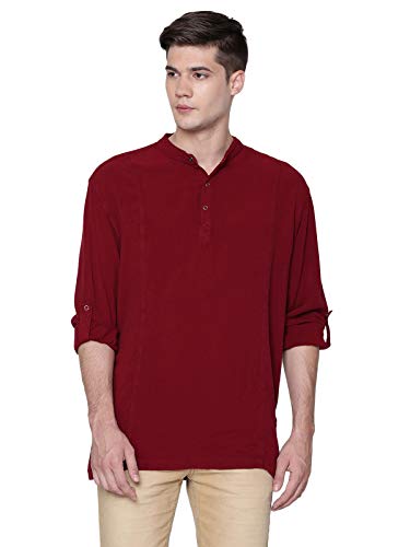 Image of Identiti Men Solid Slim Fit 100% Viscose Casual Shirt /Kurta for Men