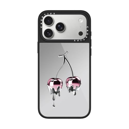 CASETiFY ���^�� �O���[�Y iPhone 17 Pro Max �P�[�X [�����h�~/����(�X�}�z�J�o�[) / MagSafe�Ή�] - Melting Colored Cherry - �V���o�[ (�u���b�N�o���p�[)