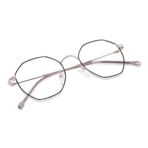 Image of Hexagonal Shape Blue Cut Antiglare Zero Power Computer Eyeglasses For Men And Women | Blue Light Filtering Glasses For Computer And Mobile Use | 100% UV Protection