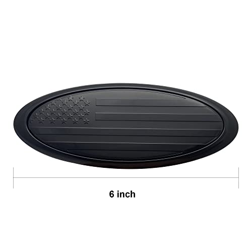Image of 6 Inch American Flag Badge, Front Grill Rear Tailgate Oval Emblem fit for Ford Edge 07-10 Escape 05-11 Explorer 06-10 Expedition 05-11 Sport Trac 07-10 (Black)