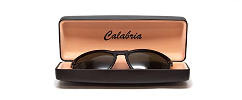 Image of Calabria S412 Extra Large Hard Shell Eyeglass Case - Black Snap Closure Glasses Case with Soft Felt Interior